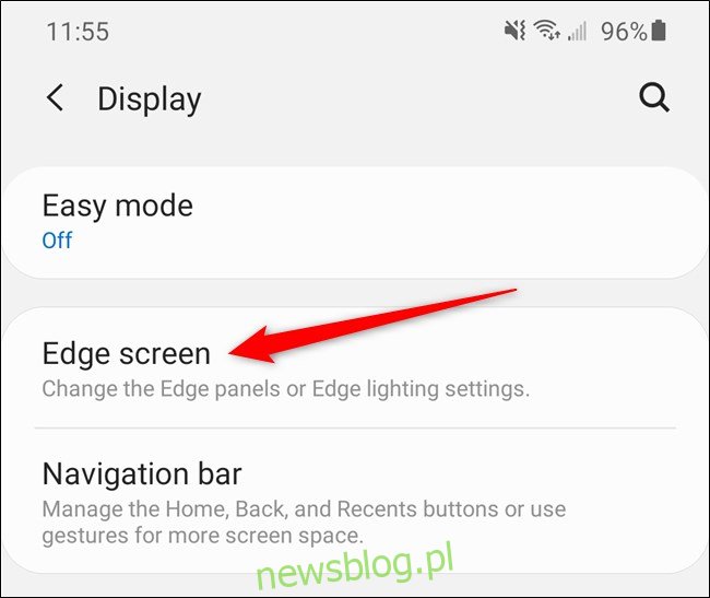 Samsung Galaxy S20 Wybierz opcję Edge Screen