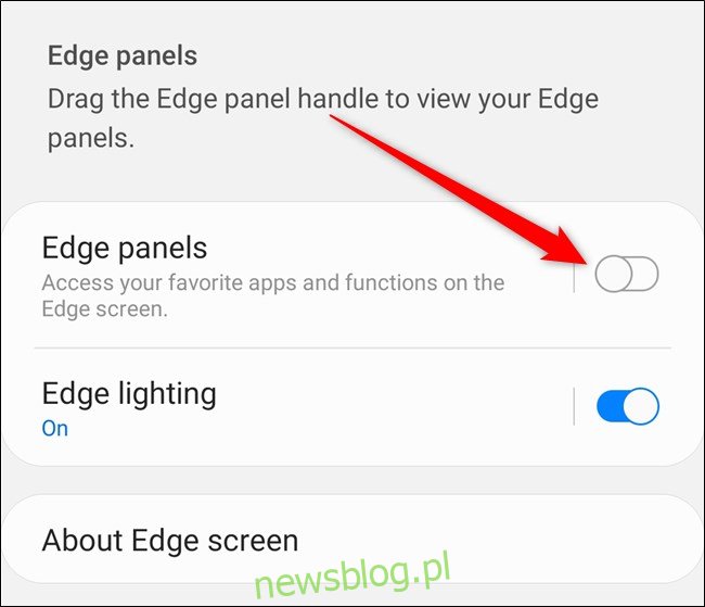 Samsung Galaxy S20 Toggle Off Edge Panel z menu Ustawienia