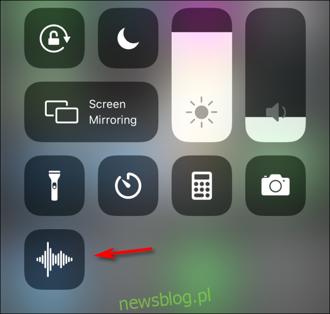 Wybierz ikonę notatek głosowych, aby użyć jej w Centrum sterowania iOS