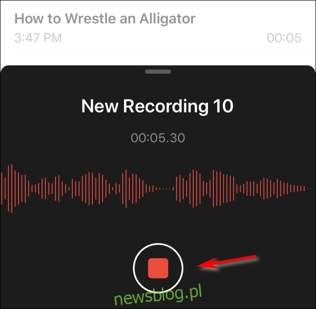 Zatrzymaj nagrywanie notatki głosowej w iOS