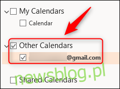 Udostępniony kalendarz wyświetlany w programie Outlook.