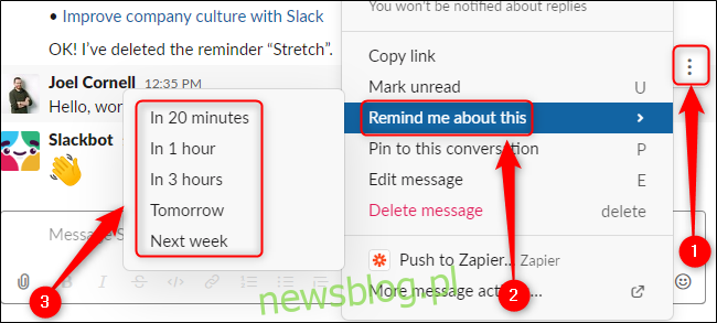 Przypomnienie o Slack Message