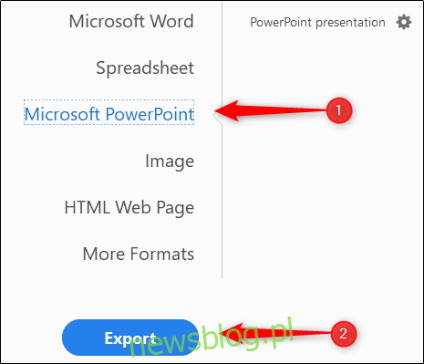 Eksportuj jako Microsoft PowerPoint