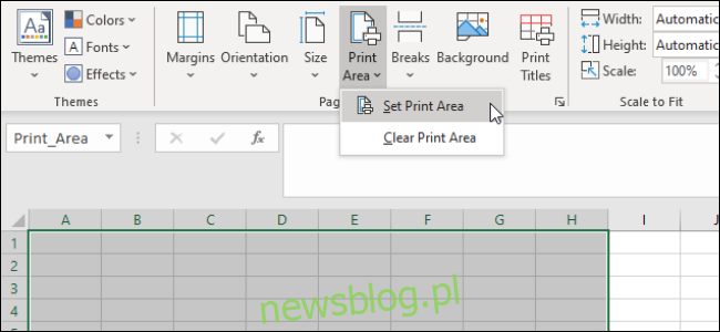 Excel - obszar drukowania
