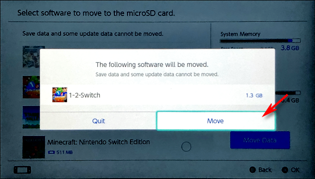 Potwierdź przeniesienie oprogramowania na Nintendo Switch
