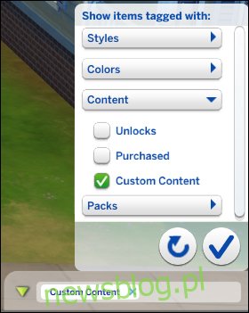 Filtr zawartości niestandardowej The Sims 4