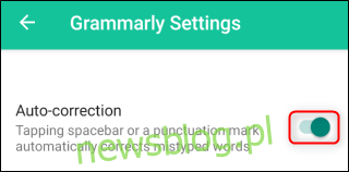 Ustawienie gramatyki autokorekty w aplikacji