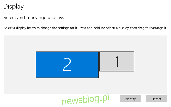 Wyświetl 2 wybrane w ustawieniach wyświetlania systemu Windows 10