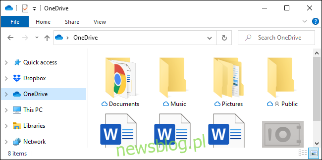 Folder paska bocznego OneDrive w Eksploratorze plików