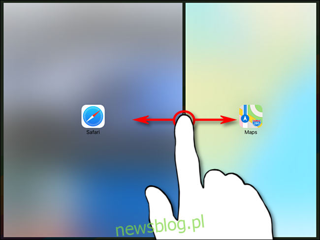 Proporcjonalna kontrola dwóch aplikacji w widoku Split View na iPadzie przy użyciu czarnej partycji