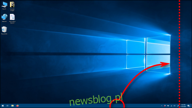 Przesuń pasek zadań do orientacji pionowej, przeciągając go w systemie Windows 10