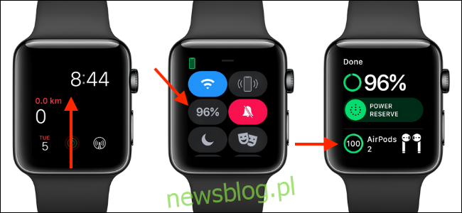 Użyj Centrum sterowania na Apple Watch, aby sprawdzić żywotność baterii AirPods