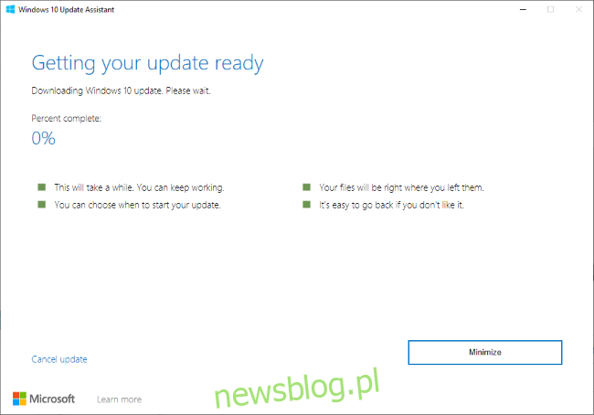 Instalowanie aktualizacji z maja 2020 r. Za pomocą Asystenta aktualizacji systemu Windows 10