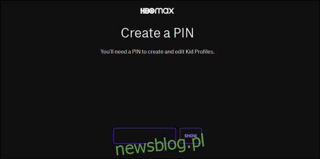 HBO Max Utwórz kod PIN do profilu dziecka