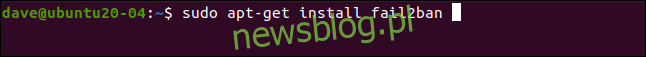 sudo apt-get install fail2ban w oknie terminala.