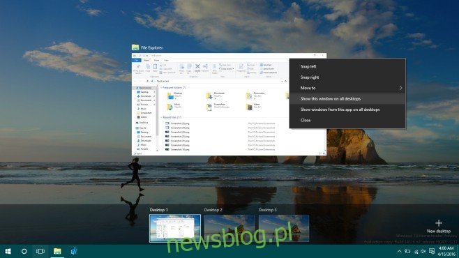 Jak przypiąć okno aplikacji do wszystkich wirtualnych pulpitów w systemie Windows 10