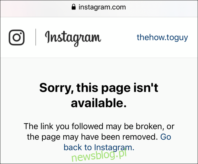 Nie można otworzyć adresu URL profilu dla profilu na Instagramie, który Cię zablokował