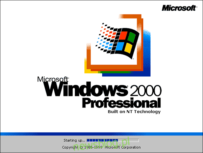 Ekran powitalny systemu Windows 2000 Professional