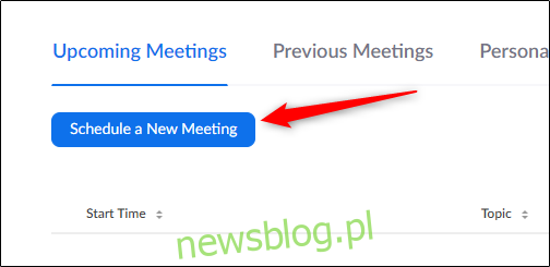 Zaplanuj nowy przycisk spotkania