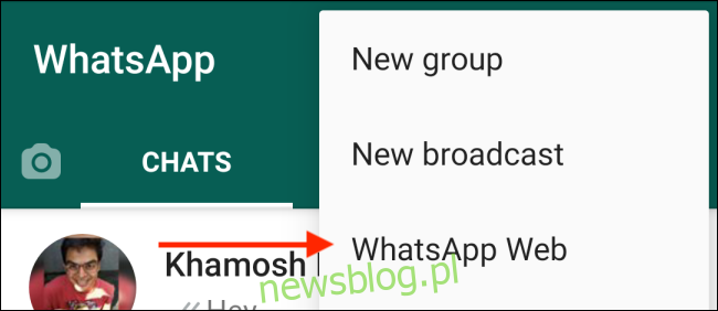 Wybierz WhatsApp Web z Androida