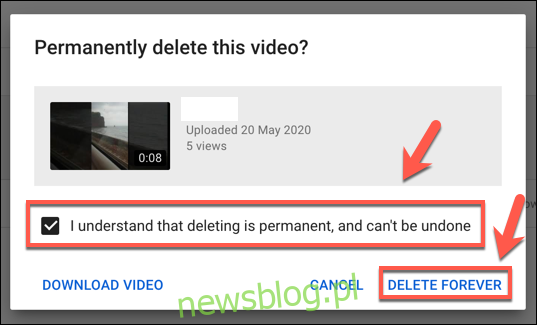 Trwałe usunięcie filmu z YouTube 
