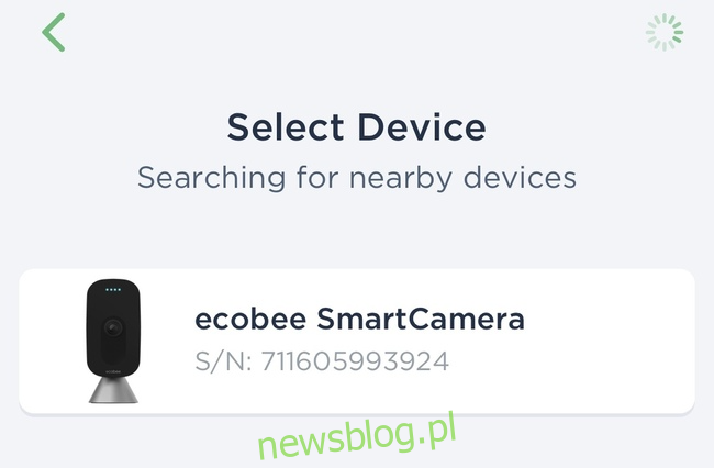 Znalezienie ecobee SmartCamera