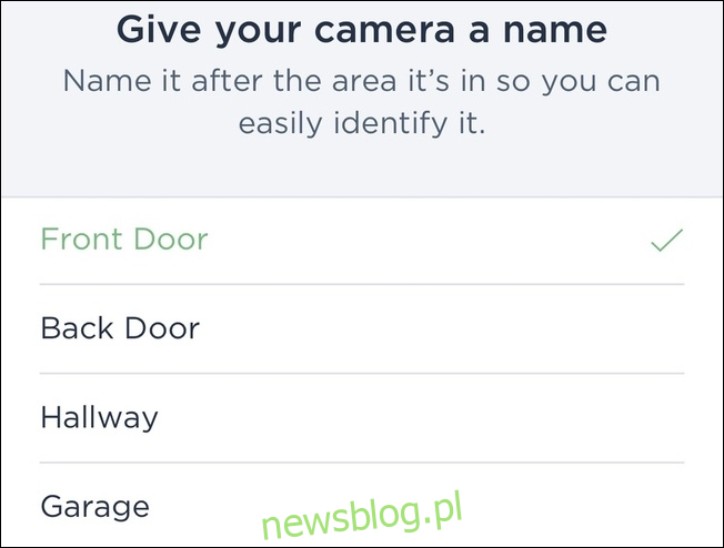 Wybór nazwy kamery dla twojego ecobee