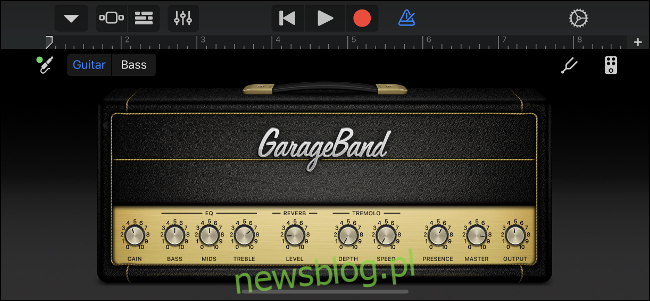 Wirtualny wzmacniacz gitarowy GarageBand