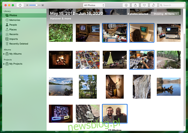 Wybierz wiele zdjęć do wydrukowania w aplikacji Zdjęcia na komputerze Mac