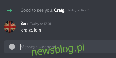 Polecenie dołączenia bota Discord Craig