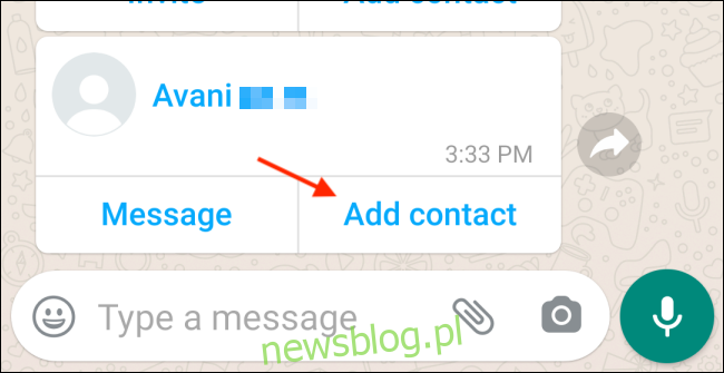 Stuknij Dodaj kontakt w Android WhatsApp