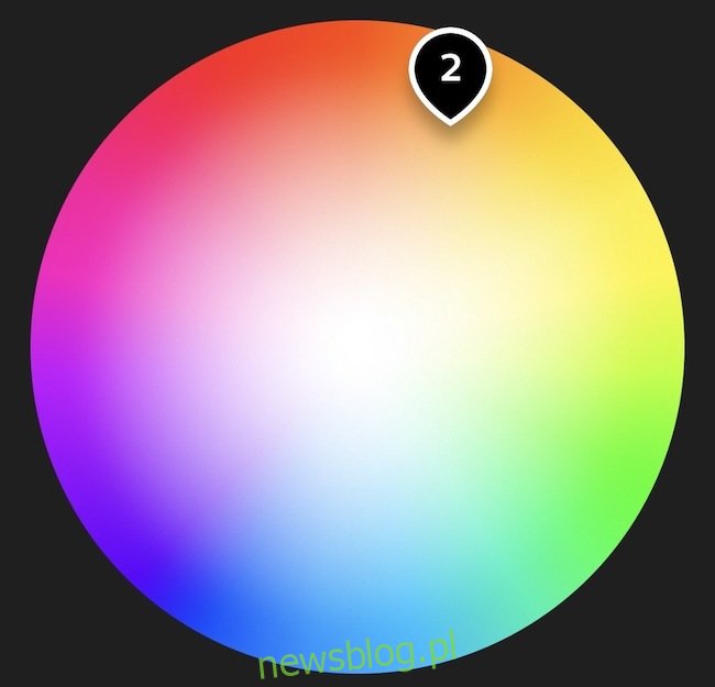 Koło kolorów w aplikacji Philips Hue.