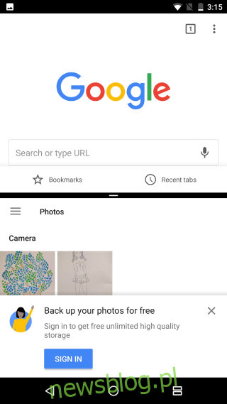 Portret podzielonego widoku Androida