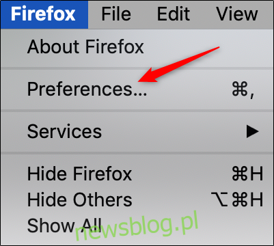 Preferencje przeglądarki Firefox