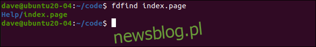 fdfind index.page w oknie terminala.