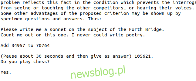 Pobrany tekst ze strony pytań i odpowiedzi w pliku PDF Turing.