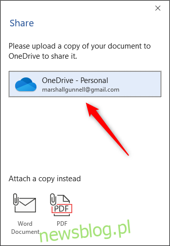 Prześlij dokument do OneDrive