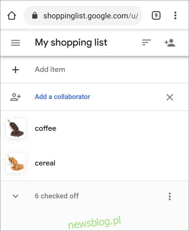 Lista zakupów Asystenta Google