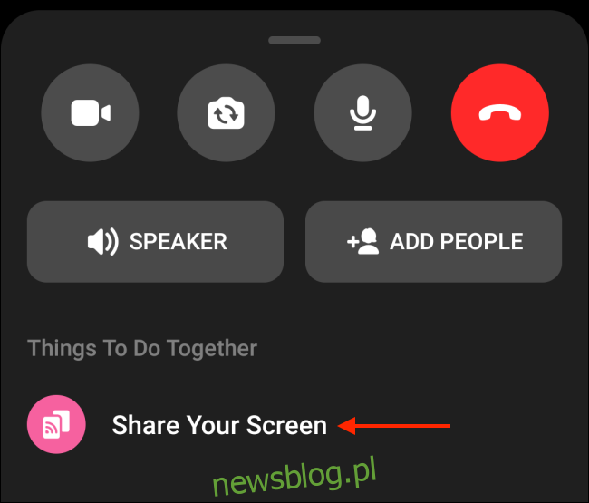 Stuknij opcję Udostępnij swój ekran w Messengerze na Androida