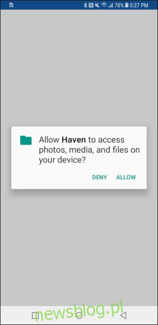 Monit o pozwolenie Haven na Androida