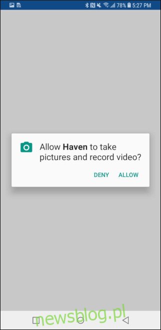 Haven obraz i nagrywanie wideo monit na Androida