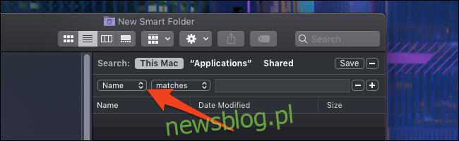 Opcje inteligentnych folderów macOS