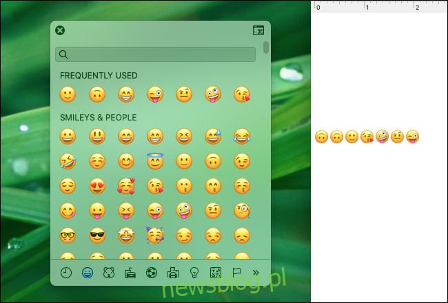 Przeciągnij wyskakujące okienko emoji, aby zamienić je w niezależne okno na komputerze Mac.