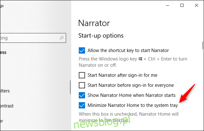 Opcje Narratora systemu Windows 10 odnoszące się do pliku 