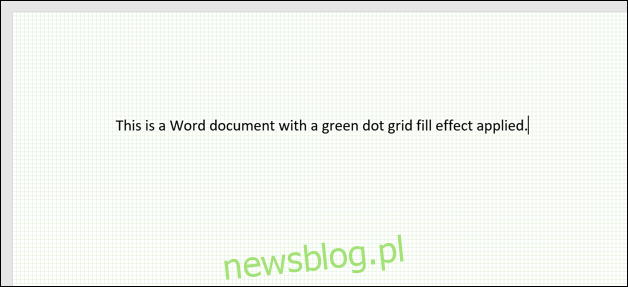 Dokument programu Word z zielonym tłem w postaci kropek.