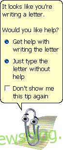 Clippy pyta, czy potrzebujesz pomocy w pisaniu listu. 