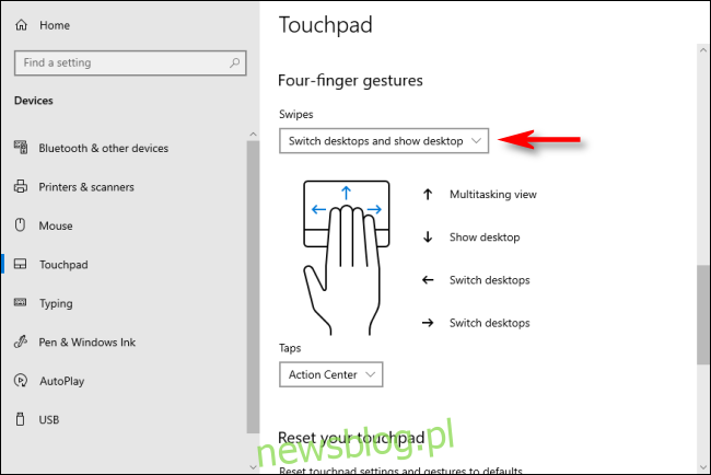 Czteropalcowe gesty TouchPad w systemie Windows 10, które przełączają wirtualne pulpity