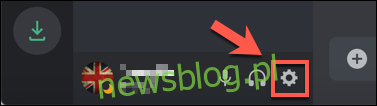 Naciśnij ikonę koła zębatego ustawień obok nazwy użytkownika w lewym dolnym rogu aplikacji Discord lub strony internetowej.