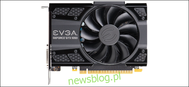 Kompaktowa karta graficzna EVGA Nvidia GeForce GTX 1050.