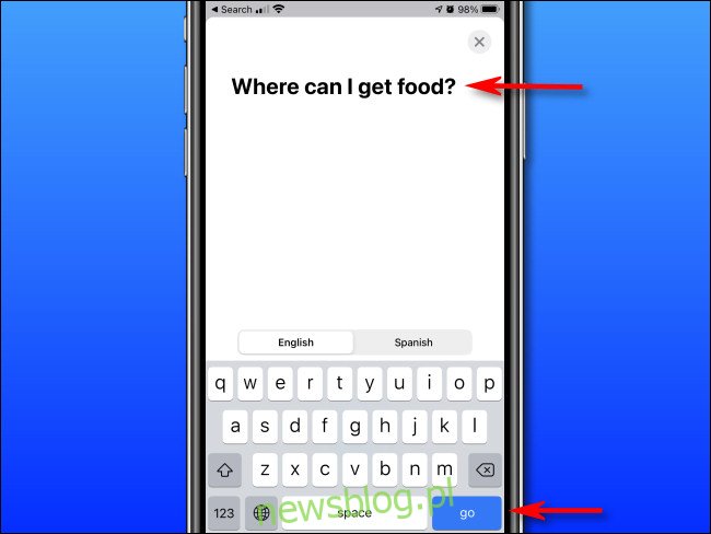 W Tłumaczu Apple na iPhonie wprowadź tekst, który chcesz przetłumaczyć, używając klawiatury ekranowej, a następnie stuknij 